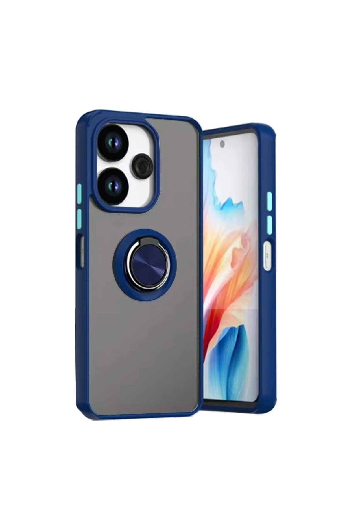 Xiaomi Redmi 13 4G Kılıf Montreal Yüzüklü Silikon Kapak - Lacivert-(5796)