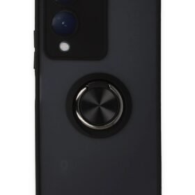 Vivo Y17S Kılıf Montreal Yüzüklü Silikon Kapak - Siyah-(5796)
