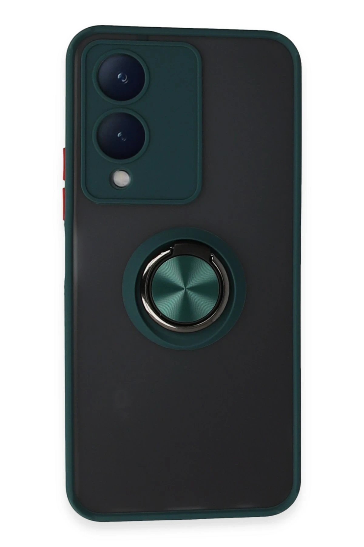 Vivo Y17S Kılıf Montreal Yüzüklü Silikon Kapak - Yeşil-(5796)