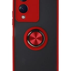 Vivo Y17S Kılıf Montreal Yüzüklü Silikon Kapak - Kırmızı-(5796)