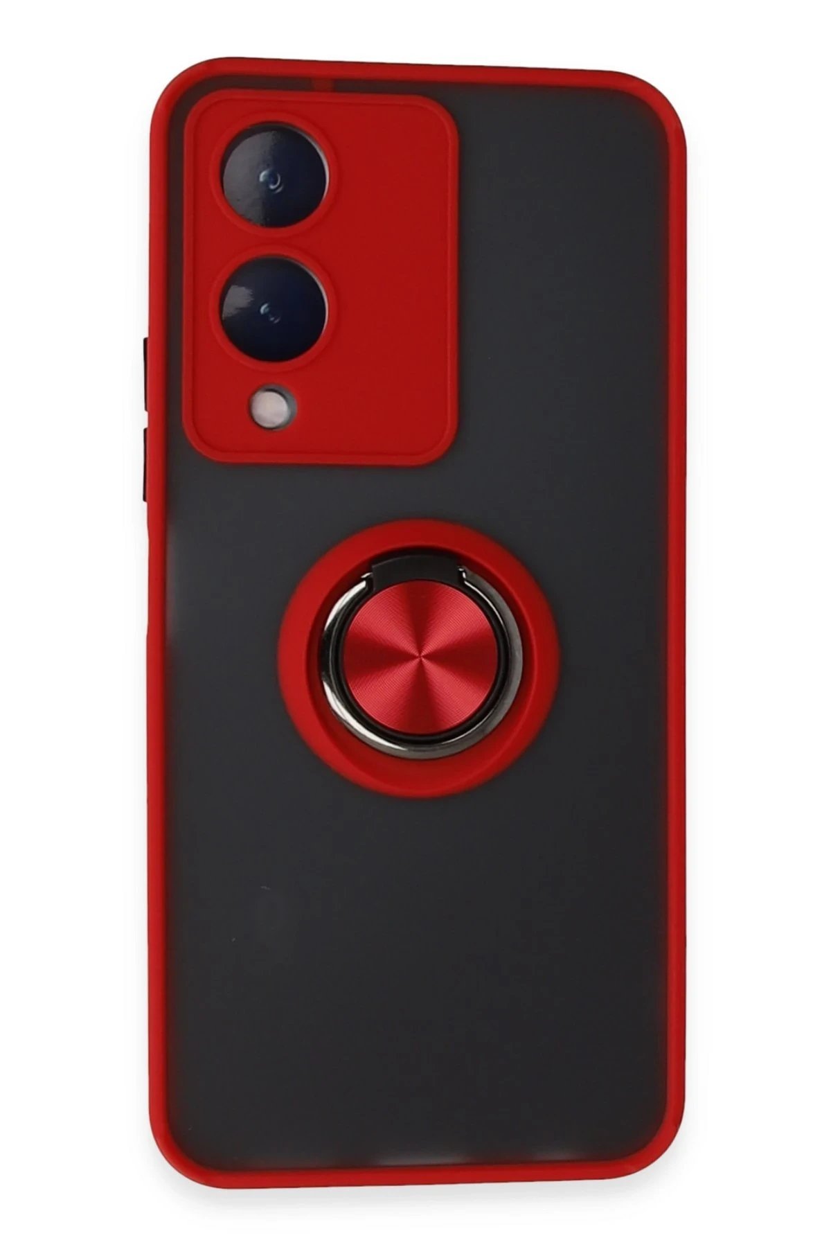 Vivo Y17S Kılıf Montreal Yüzüklü Silikon Kapak - Kırmızı-(5796)