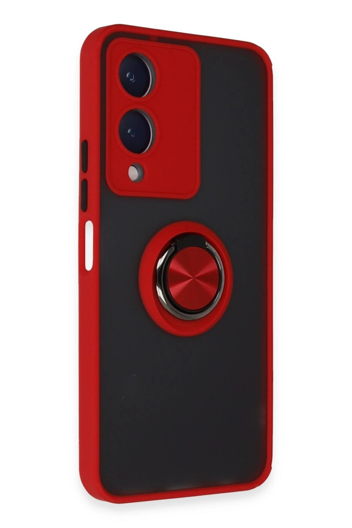 Vivo Y17S Kılıf Montreal Yüzüklü Silikon Kapak - Kırmızı-(5796) - Görsel 2