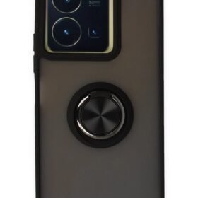 Vivo Y36 Kılıf Montreal Yüzüklü Silikon Kapak - Siyah-(5796)