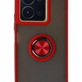 Vivo Y36 Kılıf Montreal Yüzüklü Silikon Kapak - Kırmızı-(5796)