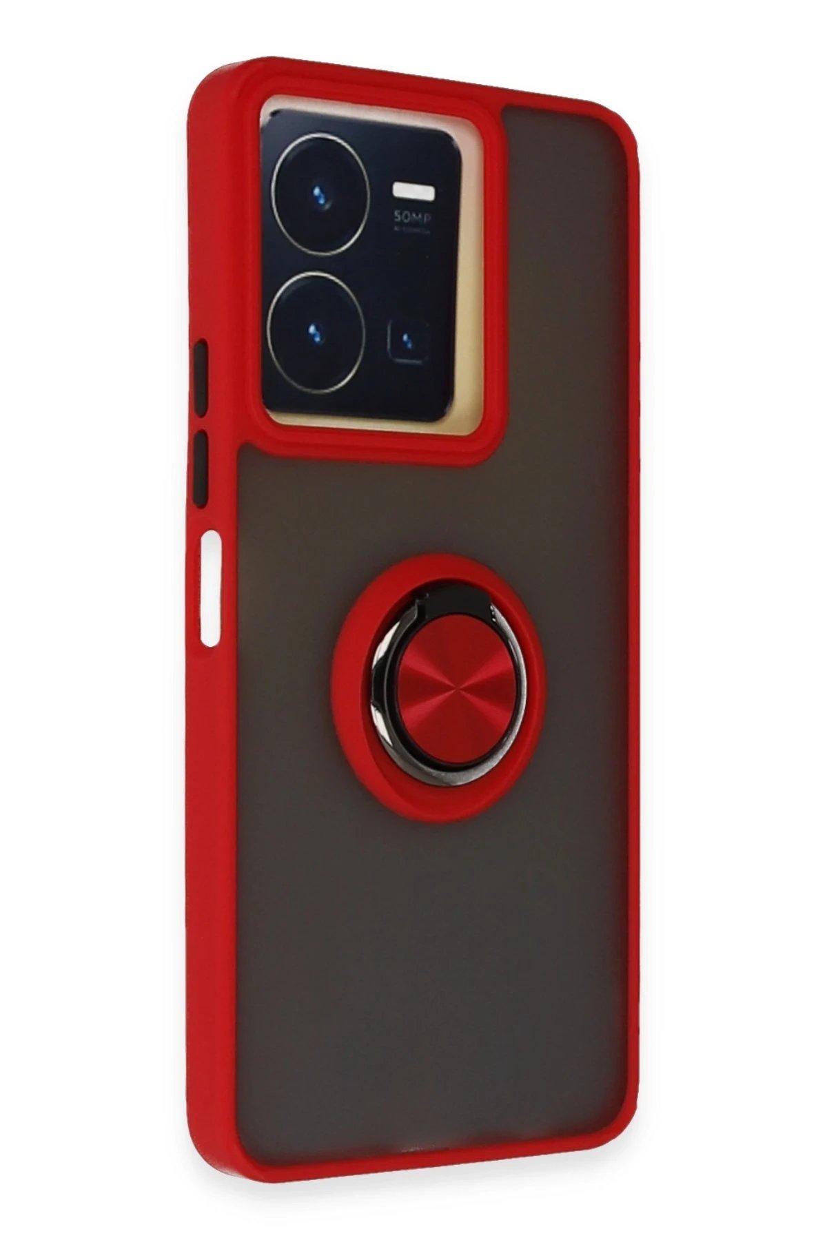 Vivo Y36 Kılıf Montreal Yüzüklü Silikon Kapak - Kırmızı-(5796) - Görsel 2