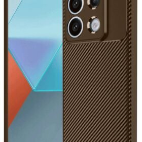 Xiaomi Redmi Note 13 Pro 4G Kılıf Auto Focus Karbon Kapak - Kahverengi-(5796)