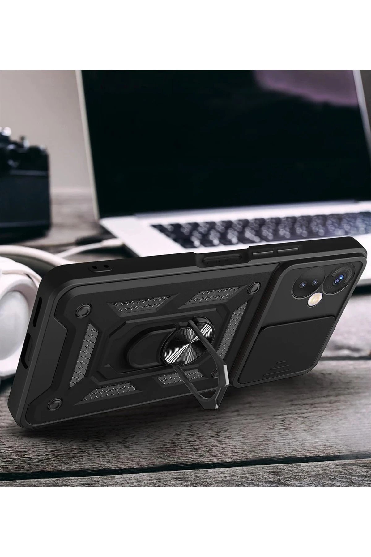 İnfinix Hot 30 4G Kılıf Pars Lens Yüzüklü Silikon - Kırmızı-(5796) - Görsel 2