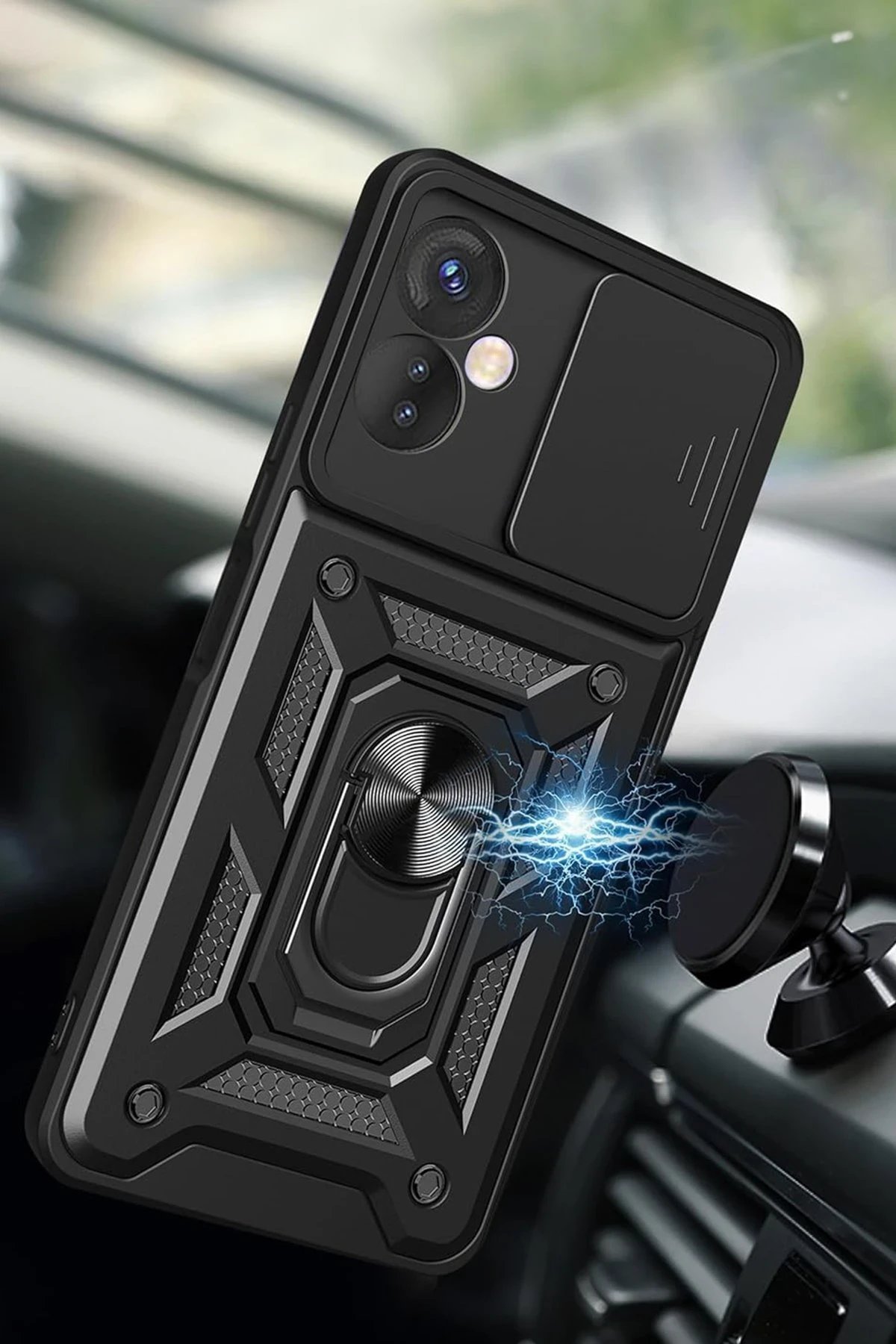 İnfinix Hot 30 4G Kılıf Pars Lens Yüzüklü Silikon - Kırmızı-(5796) - Görsel 4