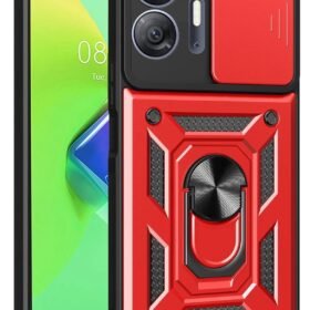 İnfinix Hot 30 5G Kılıf Pars Lens Yüzüklü Silikon - Kırmızı-(5796)