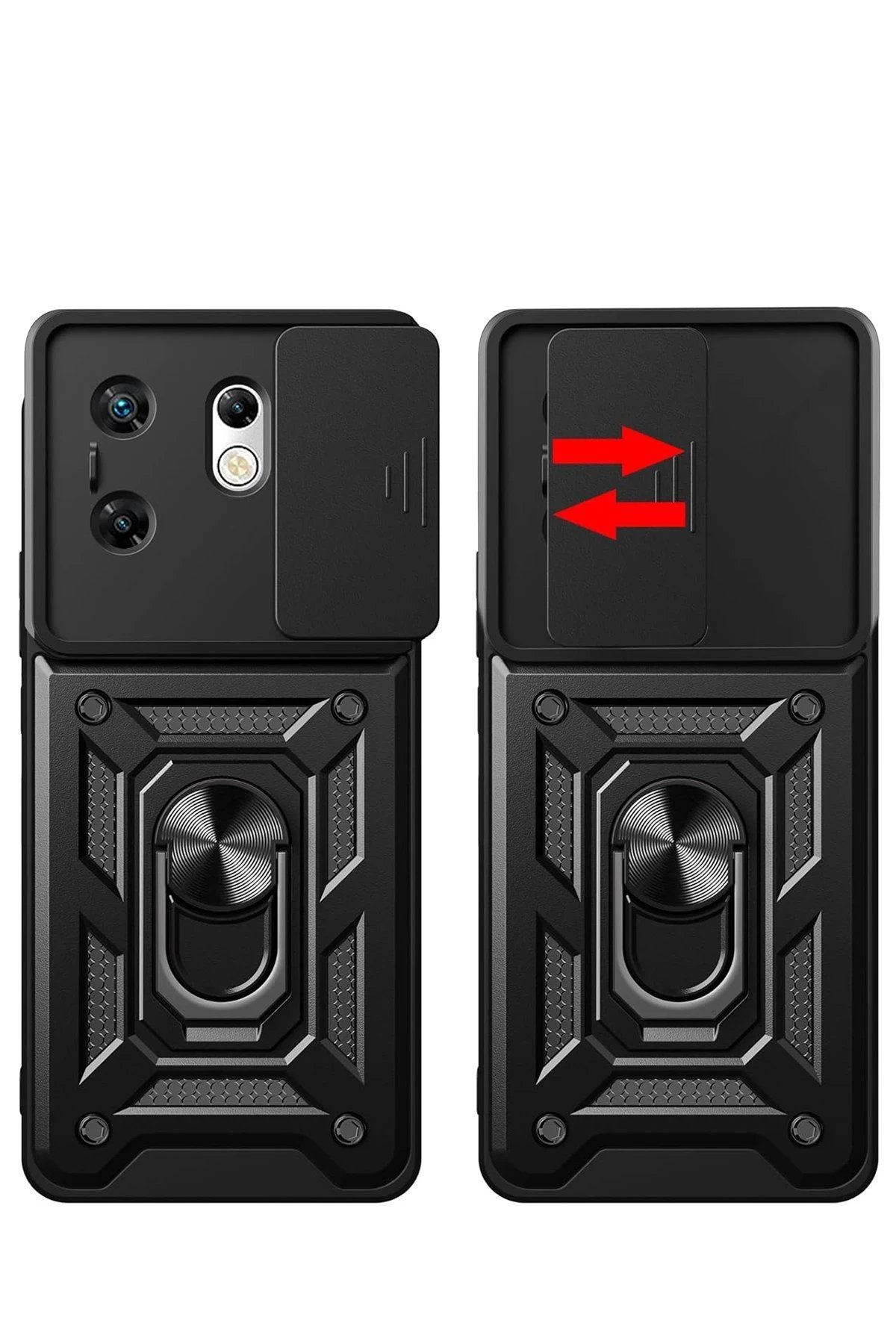 İnfinix Zero 30 4G Kılıf Pars Lens Yüzüklü Silikon - Siyah-(5796) - Görsel 3