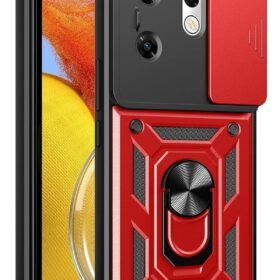 İnfinix Zero 30 4G Kılıf Pars Lens Yüzüklü Silikon - Kırmızı-(5796)