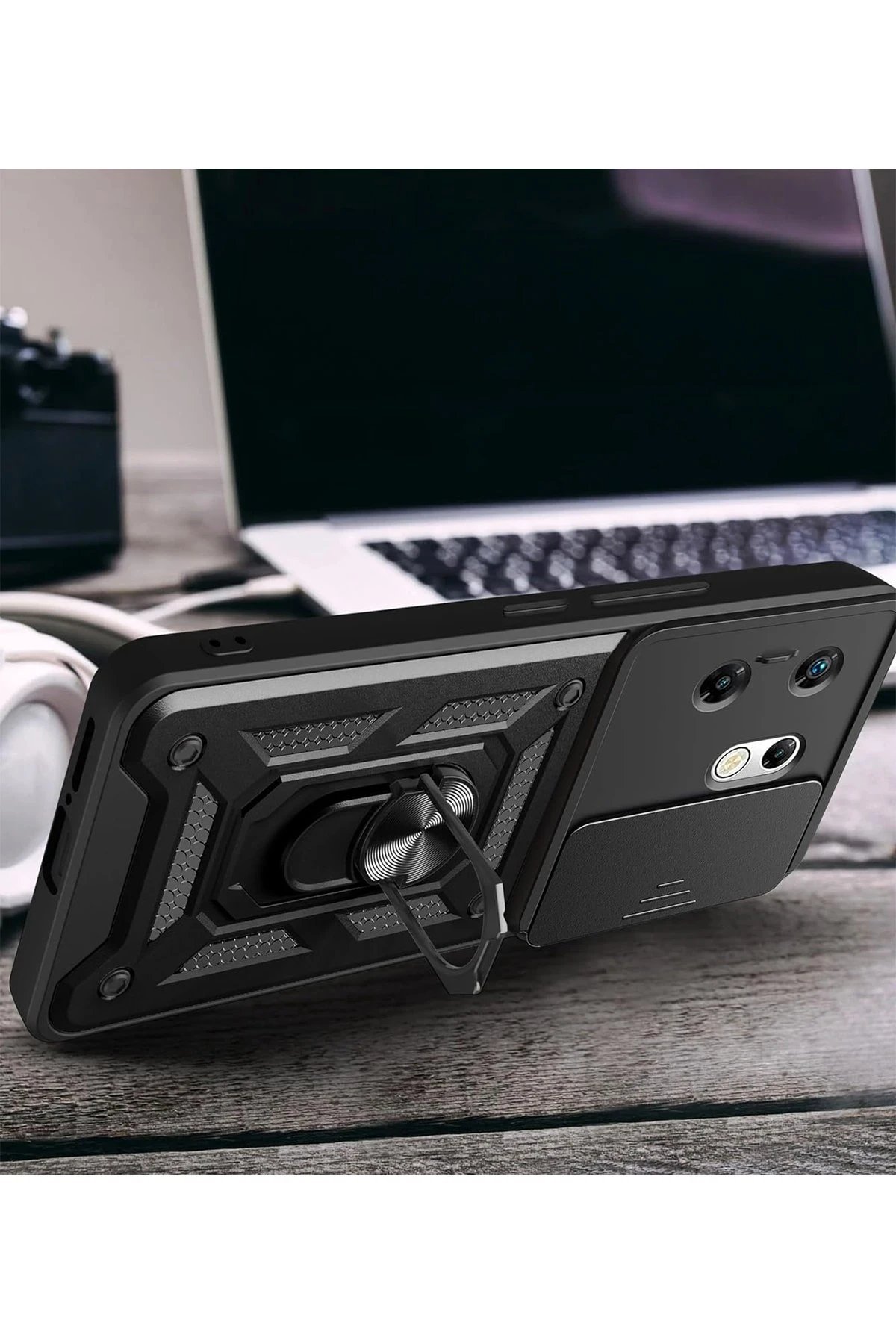 İnfinix Zero 30 4G Kılıf Pars Lens Yüzüklü Silikon - Kırmızı-(5796) - Görsel 4