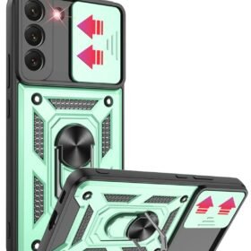 Samsung Galaxy S22 Kılıf Pars Lens Yüzüklü Silikon - Yeşil-(5796)