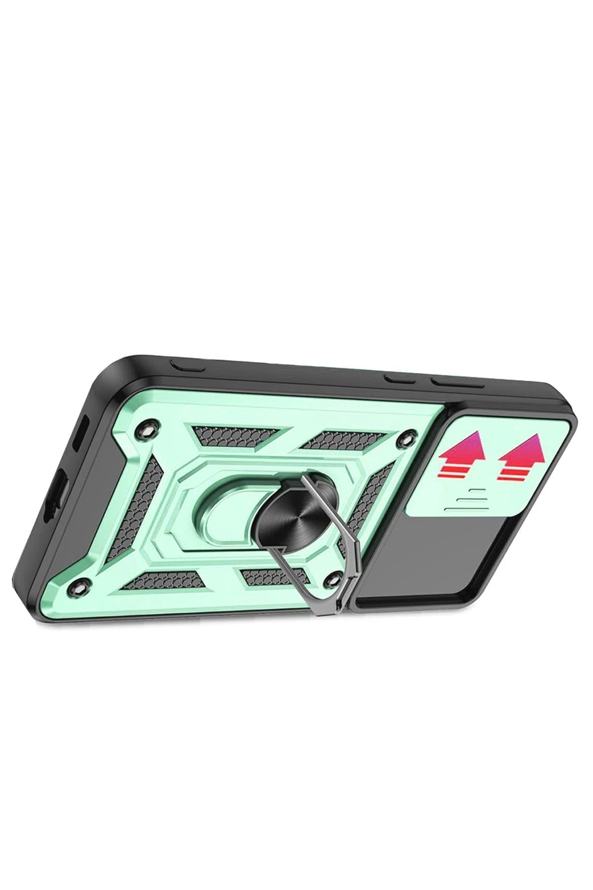 Samsung Galaxy S22 Kılıf Pars Lens Yüzüklü Silikon - Yeşil-(5796) - Görsel 2