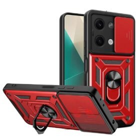 Xiaomi Poco X6 Kılıf Pars Lens Yüzüklü Silikon - Kırmızı-(5796)