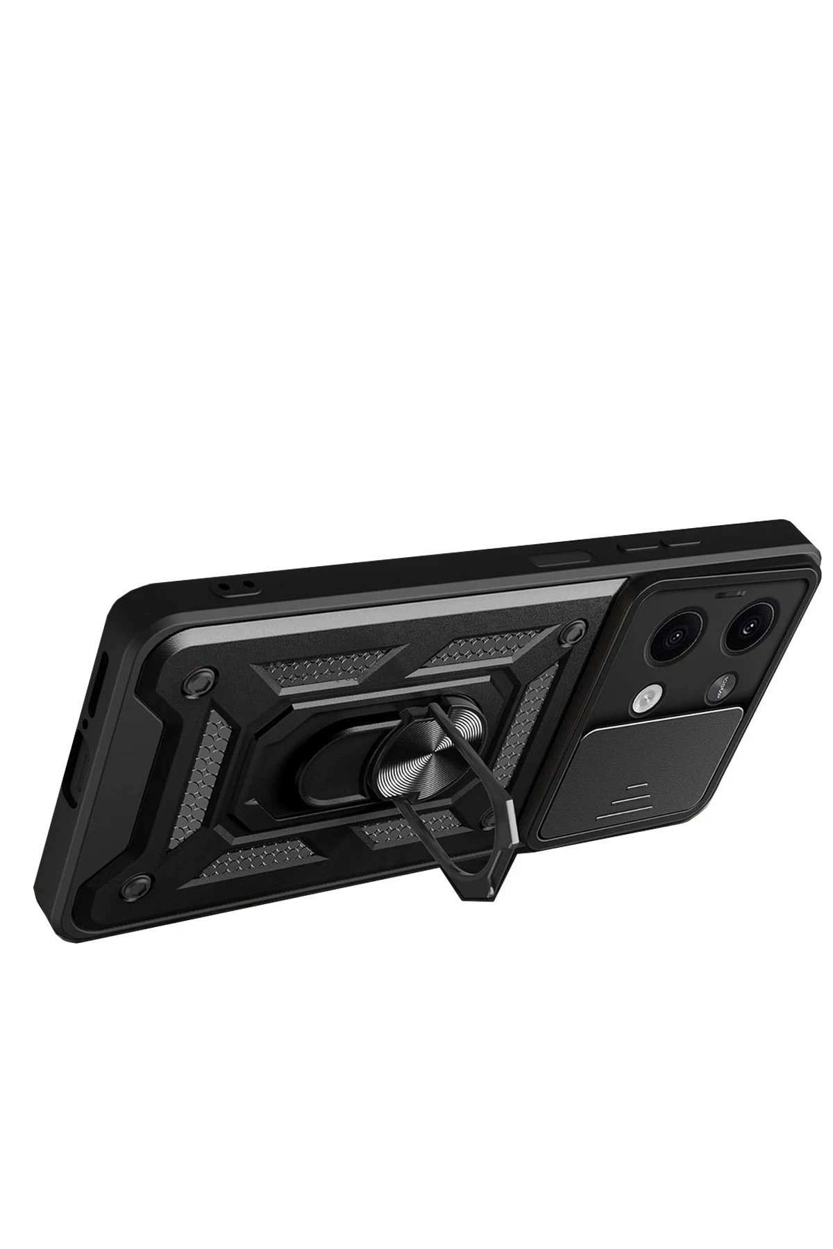 Xiaomi Poco X6 Kılıf Pars Lens Yüzüklü Silikon - Kırmızı-(5796) - Görsel 3