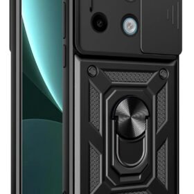 Xiaomi Poco X6 Pro Kılıf Pars Lens Yüzüklü Silikon - Siyah-(5796)