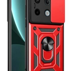 Xiaomi Poco X6 Pro Kılıf Pars Lens Yüzüklü Silikon - Kırmızı-(5796)