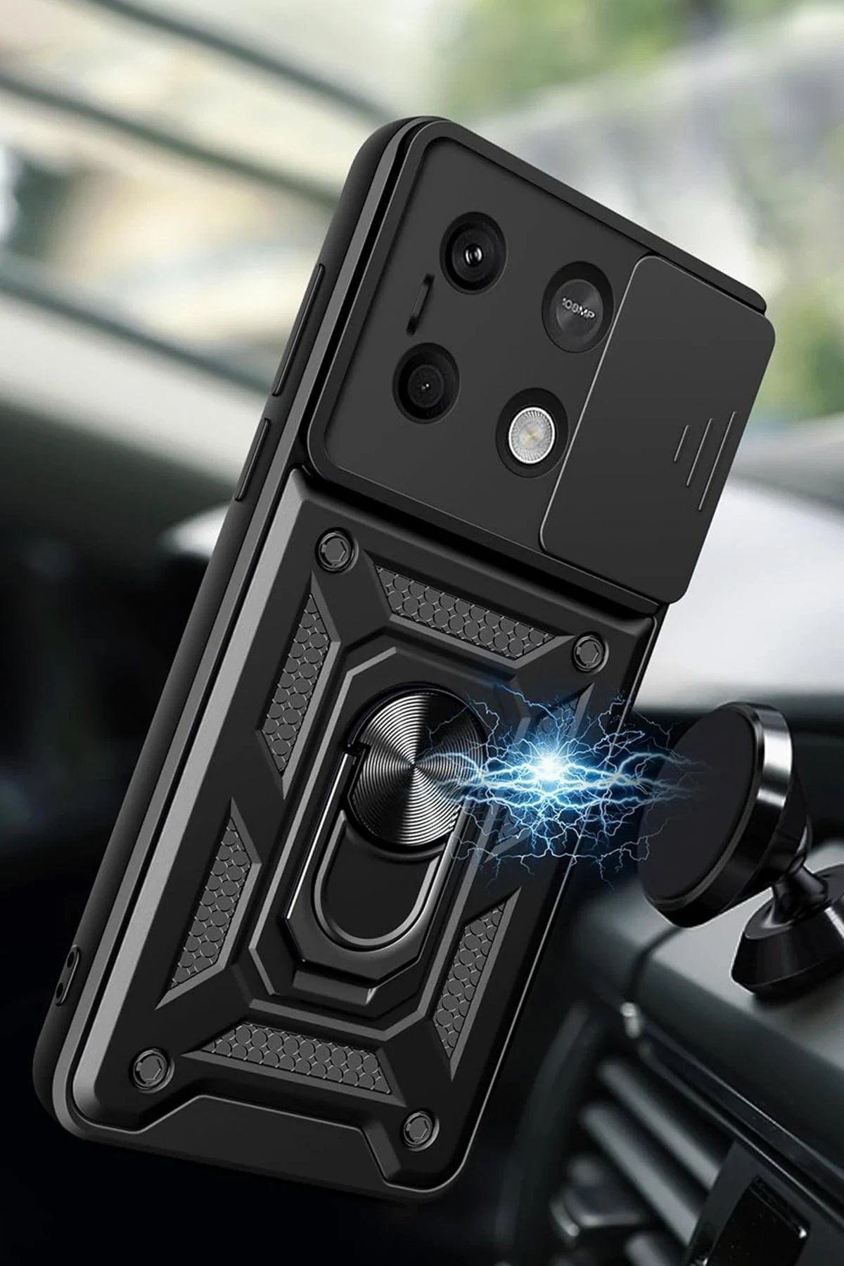 Xiaomi Poco X6 Pro Kılıf Pars Lens Yüzüklü Silikon - Kırmızı-(5796) - Görsel 2