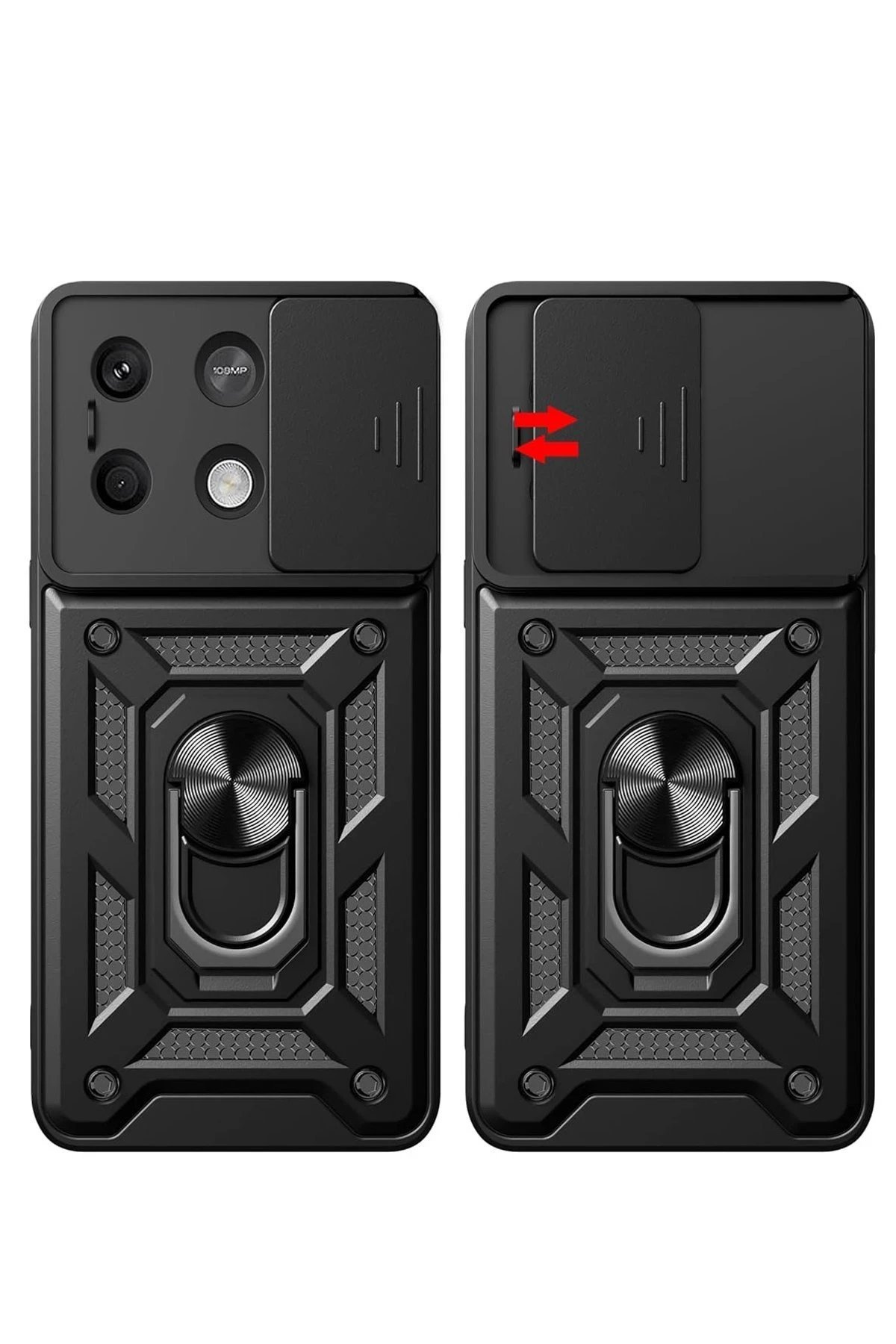 Xiaomi Poco X6 Pro Kılıf Pars Lens Yüzüklü Silikon - Kırmızı-(5796) - Görsel 3