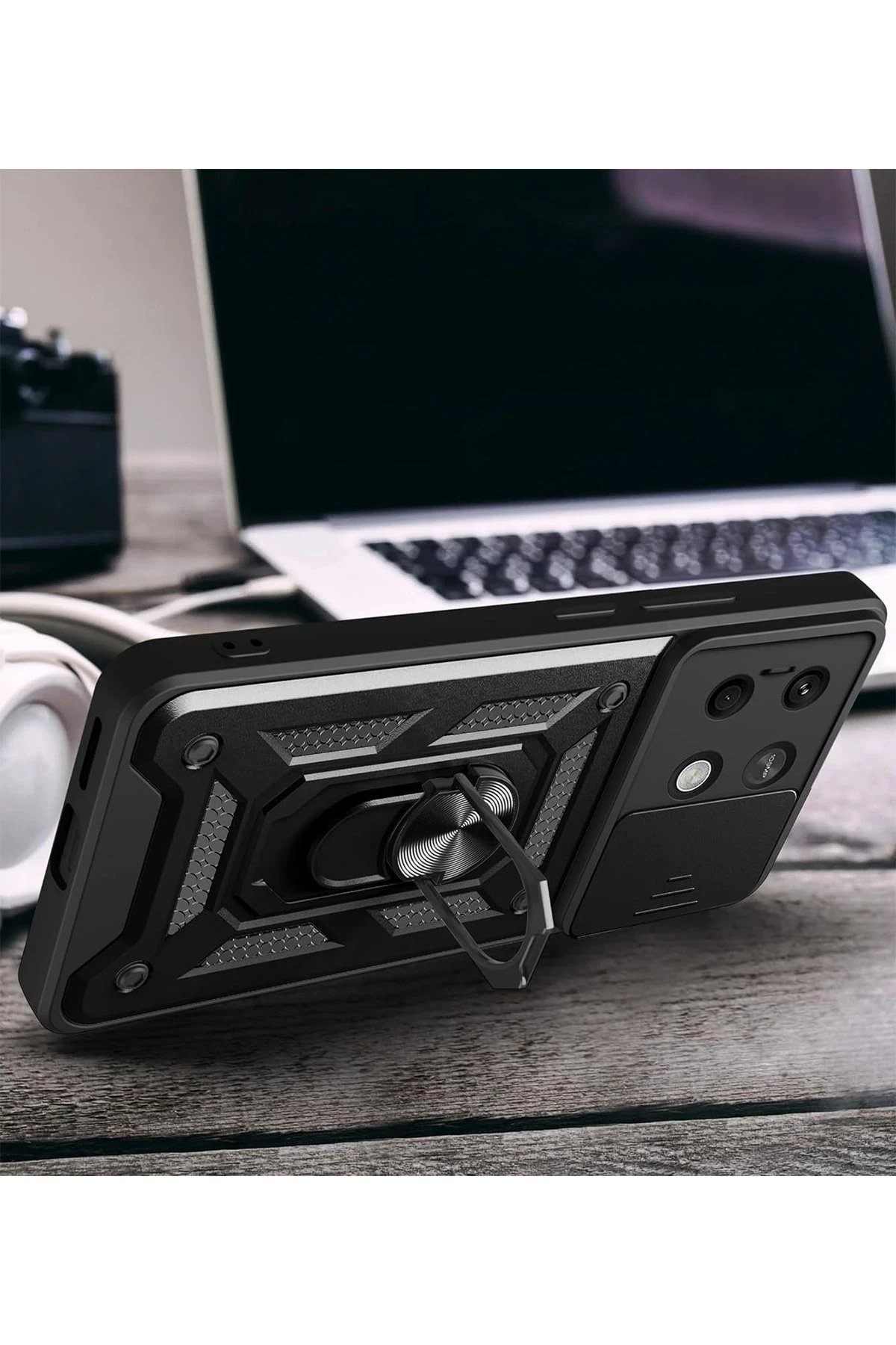 Xiaomi Poco X6 Pro Kılıf Pars Lens Yüzüklü Silikon - Kırmızı-(5796) - Görsel 4