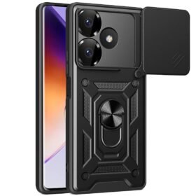 Xiaomi Redmi 13 4G Kılıf Pars Lens Yüzüklü Silikon - Siyah-(5796)