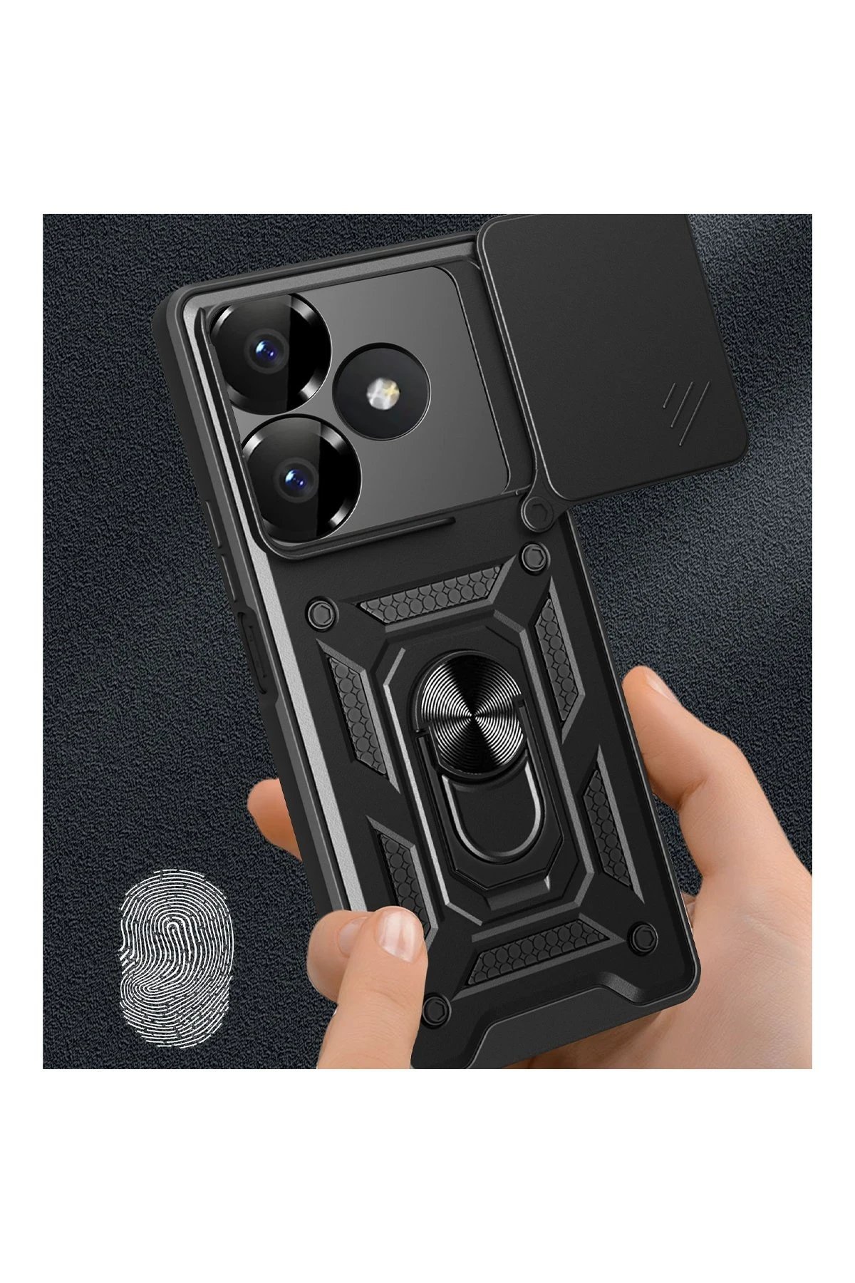 Xiaomi Redmi 13 4G Kılıf Pars Lens Yüzüklü Silikon - Gold-(5796) - Görsel 3