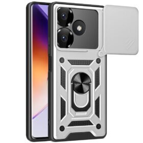 Xiaomi Redmi 13 4G Kılıf Pars Lens Yüzüklü Silikon - Gümüş-(5796)