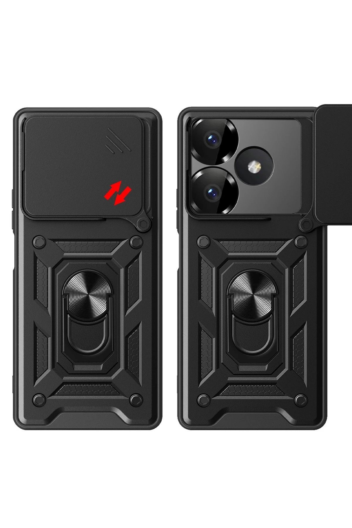 Xiaomi Redmi 13 4G Kılıf Pars Lens Yüzüklü Silikon - Gümüş-(5796) - Görsel 2