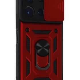 Vivo Y36 Kılıf Pars Lens Yüzüklü Silikon - Kırmızı-(5796)