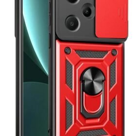 Xiaomi Redmi Note 13 Pro Plus Kılıf Pars Lens Yüzüklü Silikon - Kırmızı-(5796)