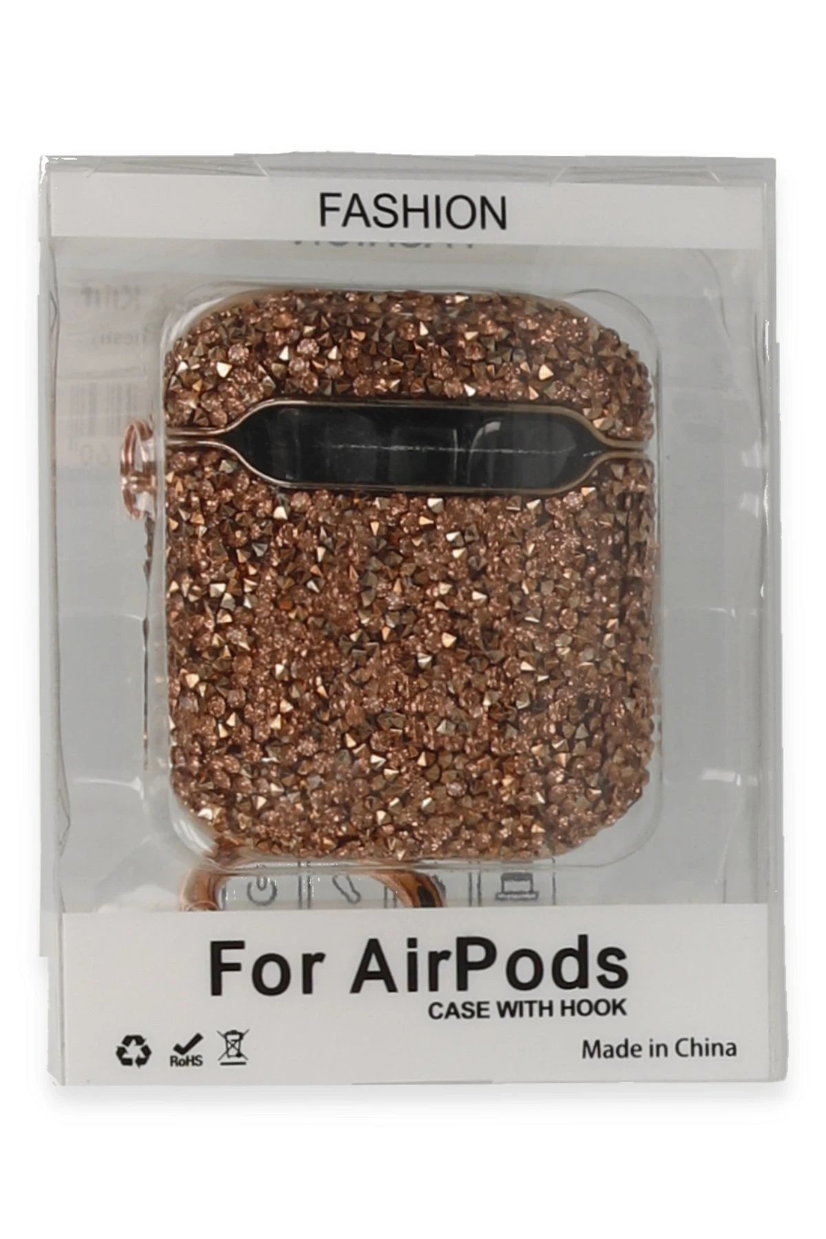 Airpods 2 (2.nesil) Mira Taşlı Kılıf - Rose Gold-(5796) - Görsel 3
