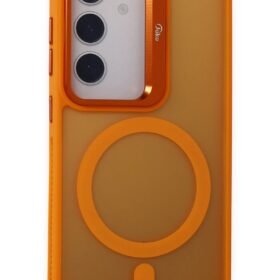 Samsung Galaxy S24 Flet Lens Magsafe Kapak - Turuncu-(5796)