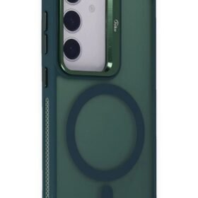Samsung Galaxy S24 Flet Lens Magsafe Kapak - Koyu Yeşil-(5796)