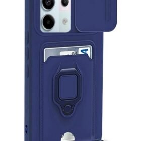 Xiaomi Redmi Note 13 Pro 5G Kılıf Zuma Kartvizitli Yüzüklü Silikon - Lacivert-(5796)