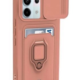 Xiaomi Redmi Note 13 Pro 5G Kılıf Zuma Kartvizitli Yüzüklü Silikon - Pembe-(5796)