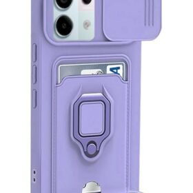 Xiaomi Redmi Note 13 Pro 5G Kılıf Zuma Kartvizitli Yüzüklü Silikon - Lila-(5796)