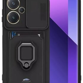 Xiaomi Redmi Note 13 Pro Plus Kılıf Zuma Kartvizitli Yüzüklü Silikon - Siyah-(5796)