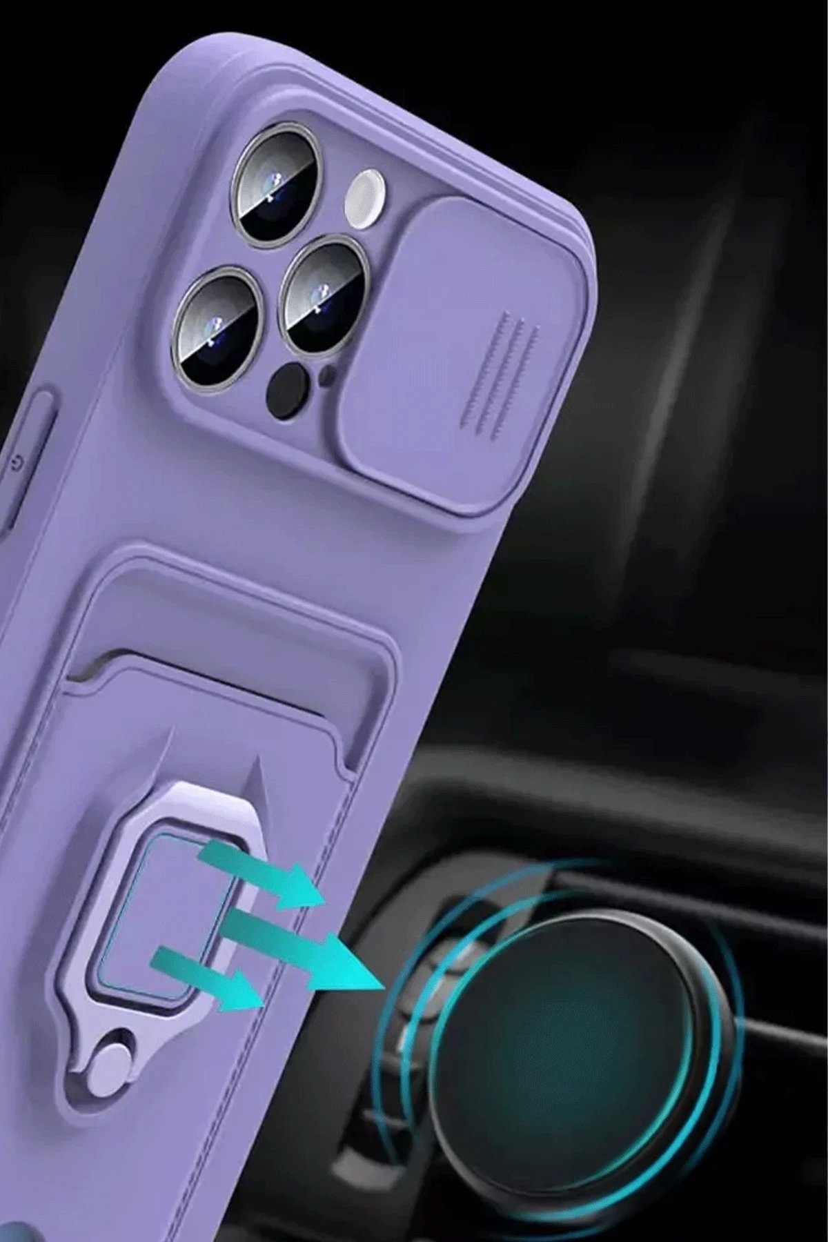 Xiaomi Redmi Note 13 Pro Plus Kılıf Zuma Kartvizitli Yüzüklü Silikon - Yeşil-(5796) - Görsel 4