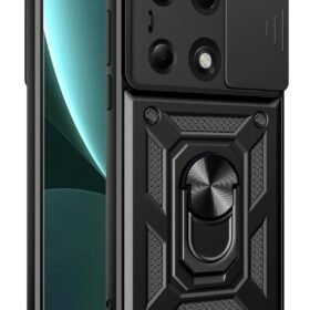 Xiaomi Poco M6 Pro 4G Kılıf Pars Lens Yüzüklü Silikon - Siyah-(5796)