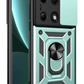 Xiaomi Poco M6 Pro 4G Kılıf Pars Lens Yüzüklü Silikon - Yeşil-(5796)