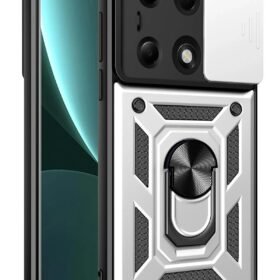 Xiaomi Poco M6 Pro 4G Kılıf Pars Lens Yüzüklü Silikon - Gümüş-(5796)