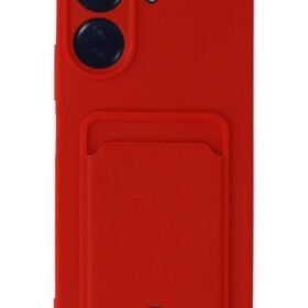 Xiaomi Redmi 13C Kılıf Kelvin Kartvizitli Silikon - Kırmızı-(5796)