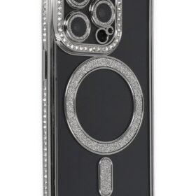 iPhone 14 Pro Max Kılıf Joke Simli Magneticsafe Kılıf - Gri-(5796)