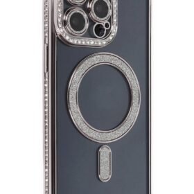 iPhone 14 Pro Kılıf Joke Simli Magneticsafe Kılıf - Gri-(5796)