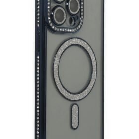 iPhone 14 Pro Kılıf Joke Simli Magneticsafe Kılıf - Lacivert-(5796)