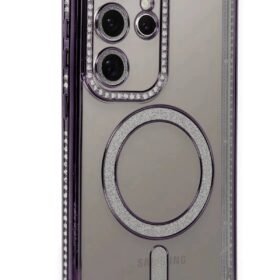 Samsung Galaxy S24 Ultra Kılıf Joke Simli Magneticsafe Kılıf - Derin Mor-(5796)