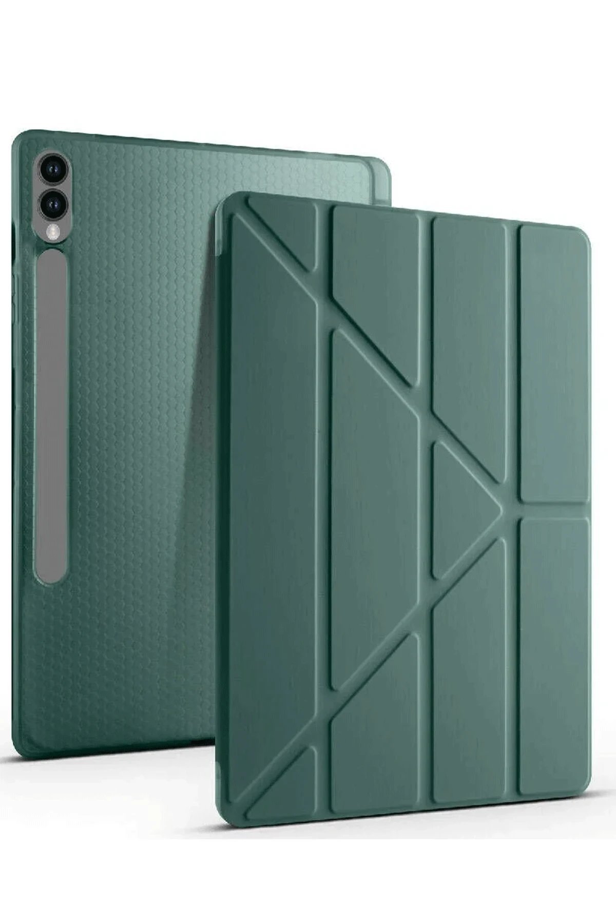 Samsung Galaxy X610 Tab S9 FE Plus 12.4 Kılıf Kalemlikli Mars Tablet Kılıfı - Koyu Yeşil-(5796)