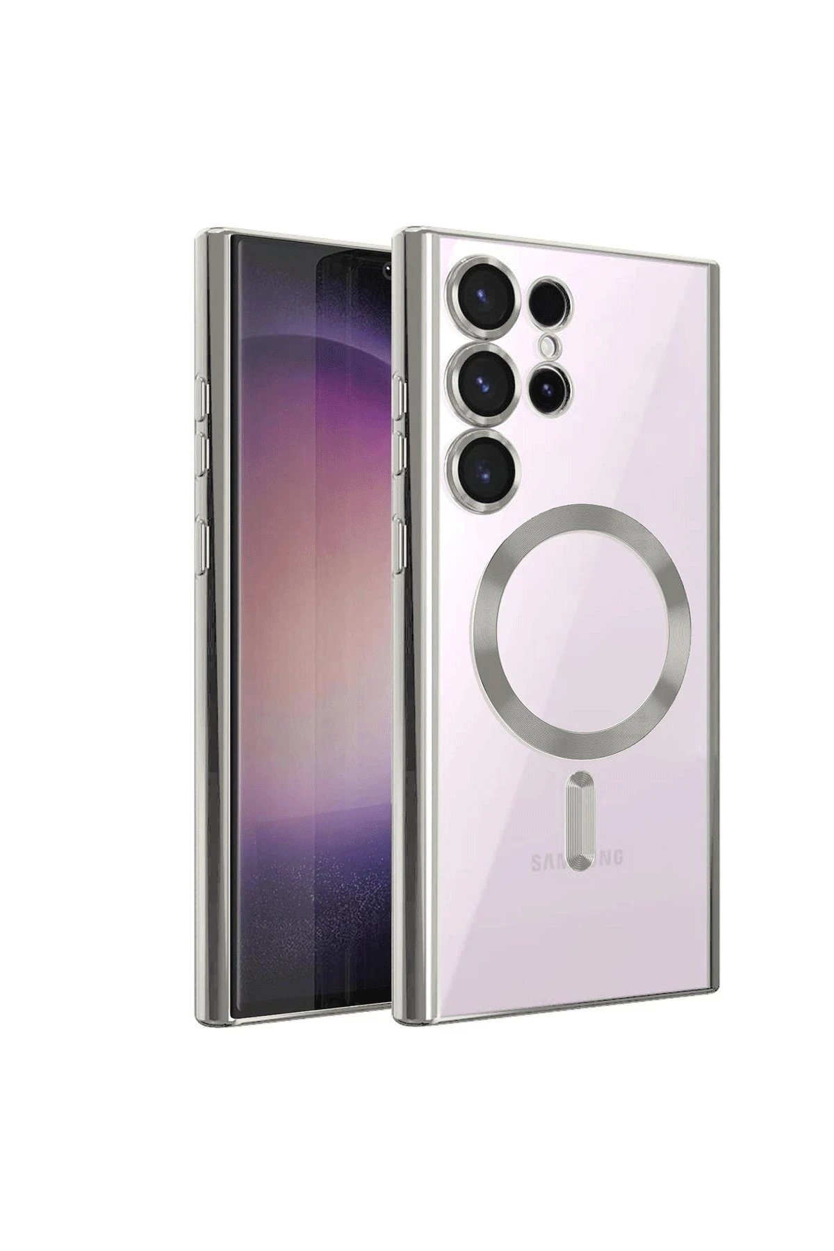 Samsung Galaxy S24 Ultra Kılıf Kross Magneticsafe Kapak - Gümüş-(5796)