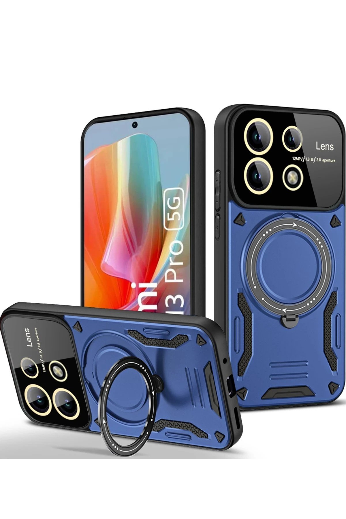 Xiaomi Redmi Note 13 Pro 5G Kılıf Joy Lens Standlı Kapak - Lacivert-(5796)